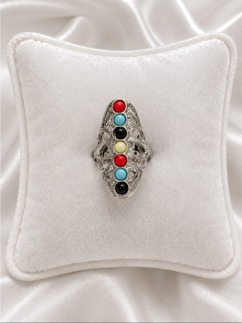 CHAKRA Points Multicolor Filigree Statement Ring 💥🆕💥